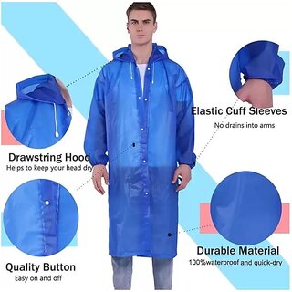 Men's Polyester Long RainCoat Pocho Barsaati with Adjustable Cap and Cover (Pack of 1) view 2