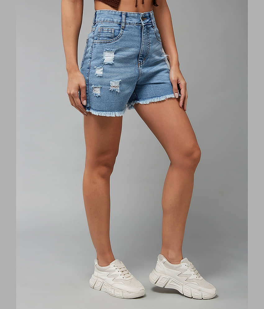 Miss Chase Denim Hot Pants - Blue view 2