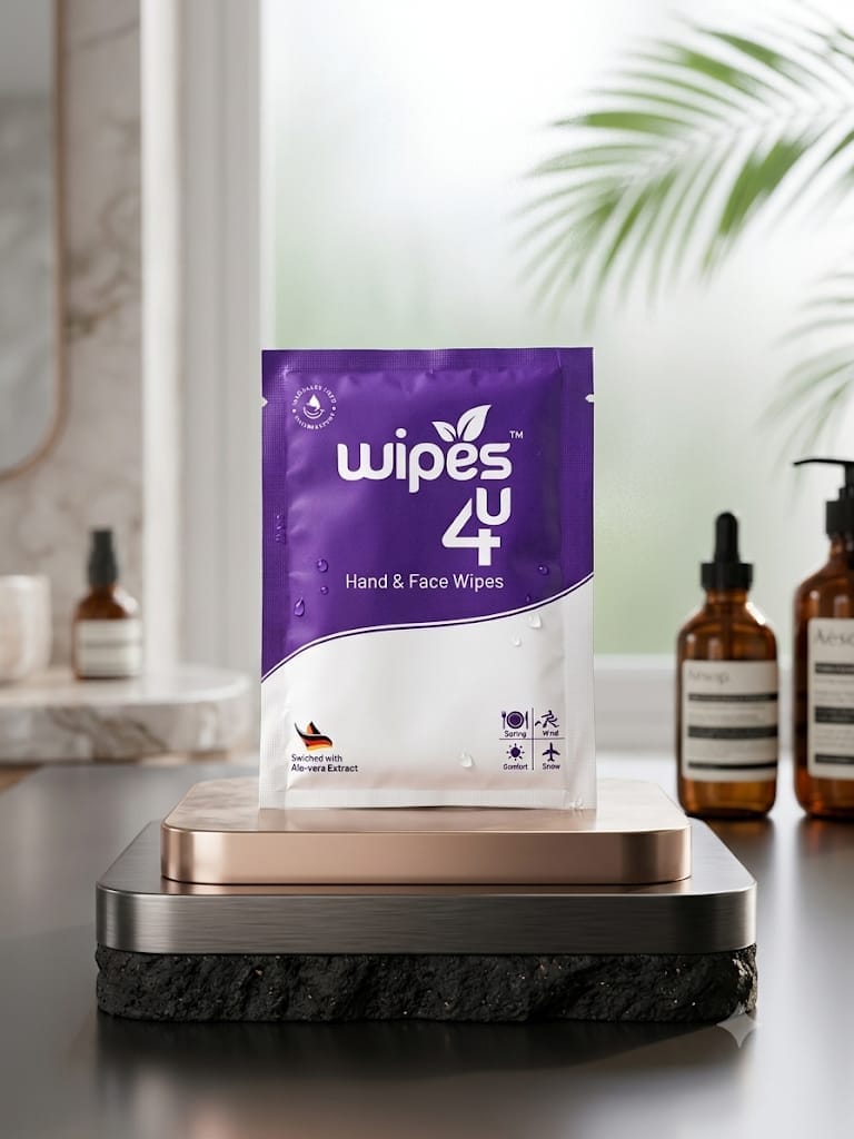 Wipes4u Individually Packed Face and Hand Wet Wipes Lavender ( 50 Wipes)