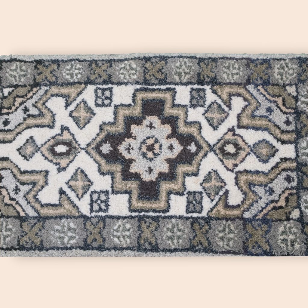ELURU-Elegant Beige & Brown Geometric Door Mat | Traditional Indoor Designer Rug | Soft Decorative Carpet for Entrance & Living Room view 2