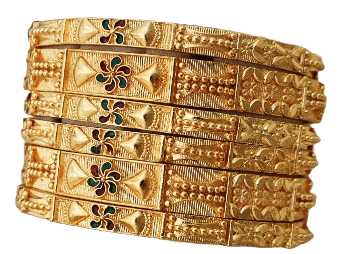 Gold Plated Bangles Set of 6 view 2