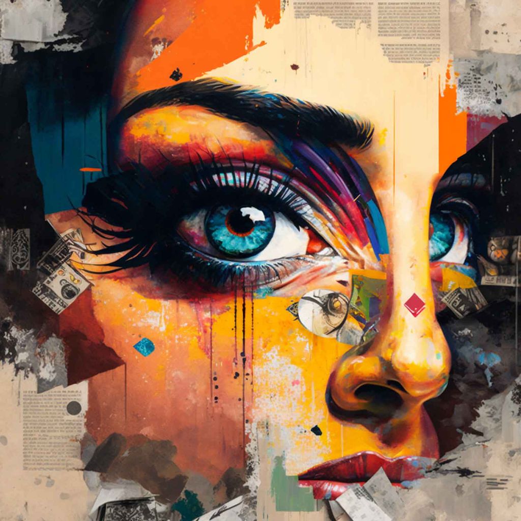 WOMEN FACE WALLART 24in X 24in WITH BLACK FRAME view 2