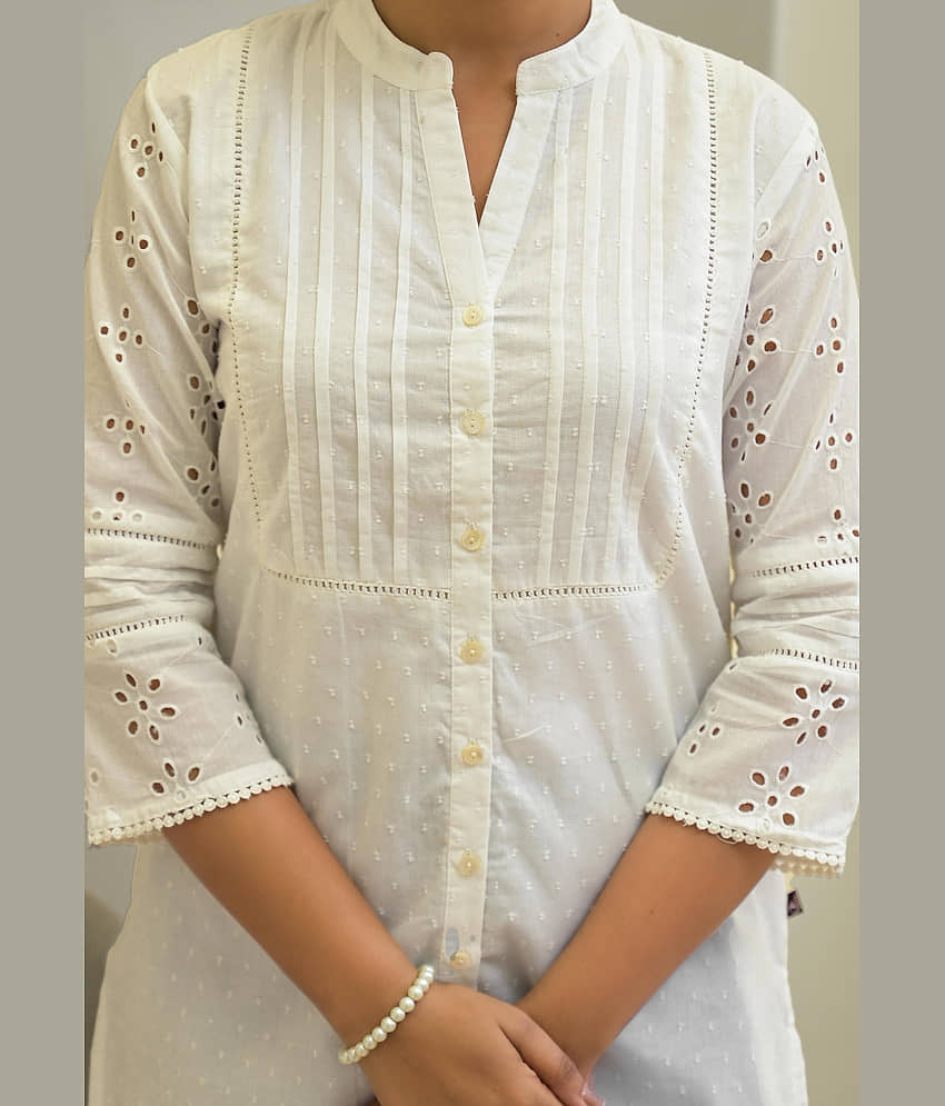 Juniper Women's Cotton Blend Regular Top ( White ) view 2