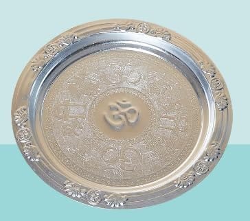 Silver Metal Pooja Thali Set view 2