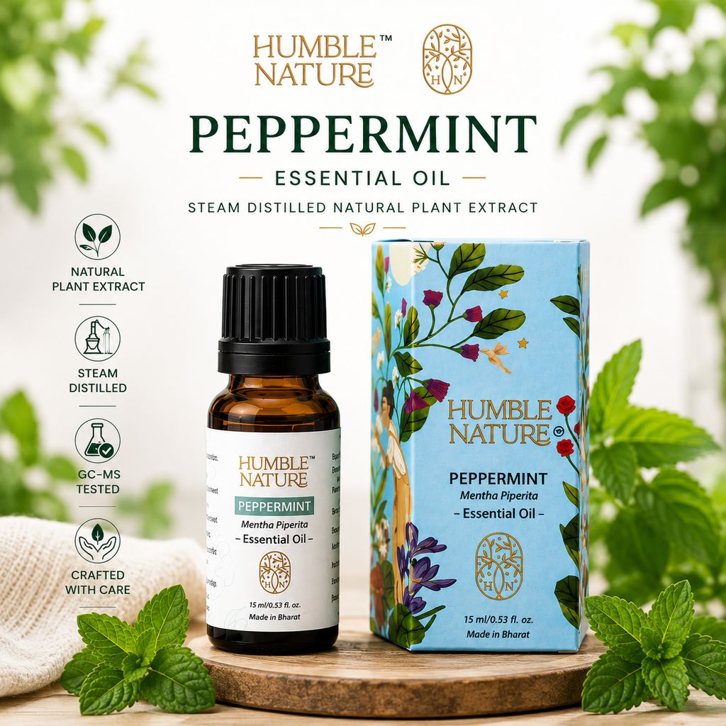 Humble Nature Peppermint Essential Oil 15ml | Steam Distilled Mentha Piperita Oil | GC-MS Tested Natural Plant Extract | Premium Aromatherapy Oil for Diffuser, Massage, DIY & Home Fragrance