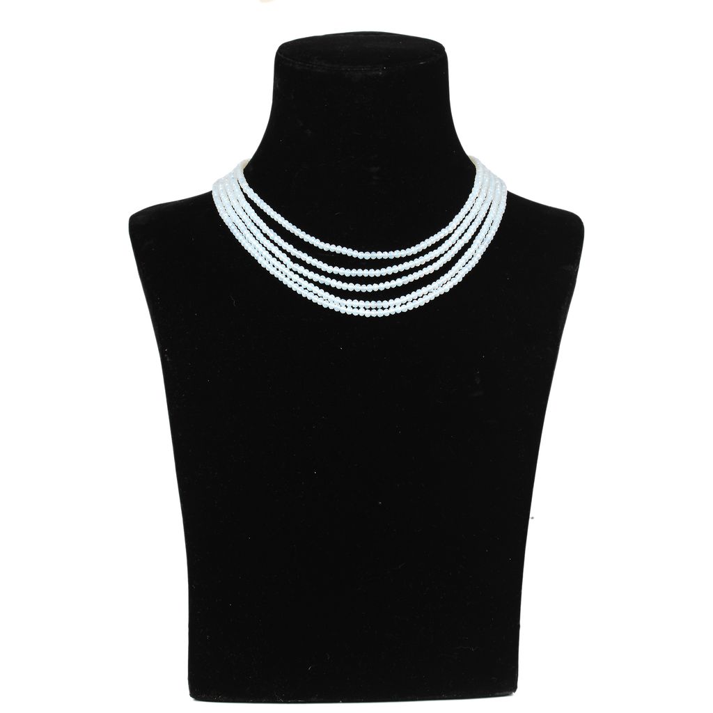 Tribes India Milky White Crystal Beads Multi Strand Necklace for Women view 2