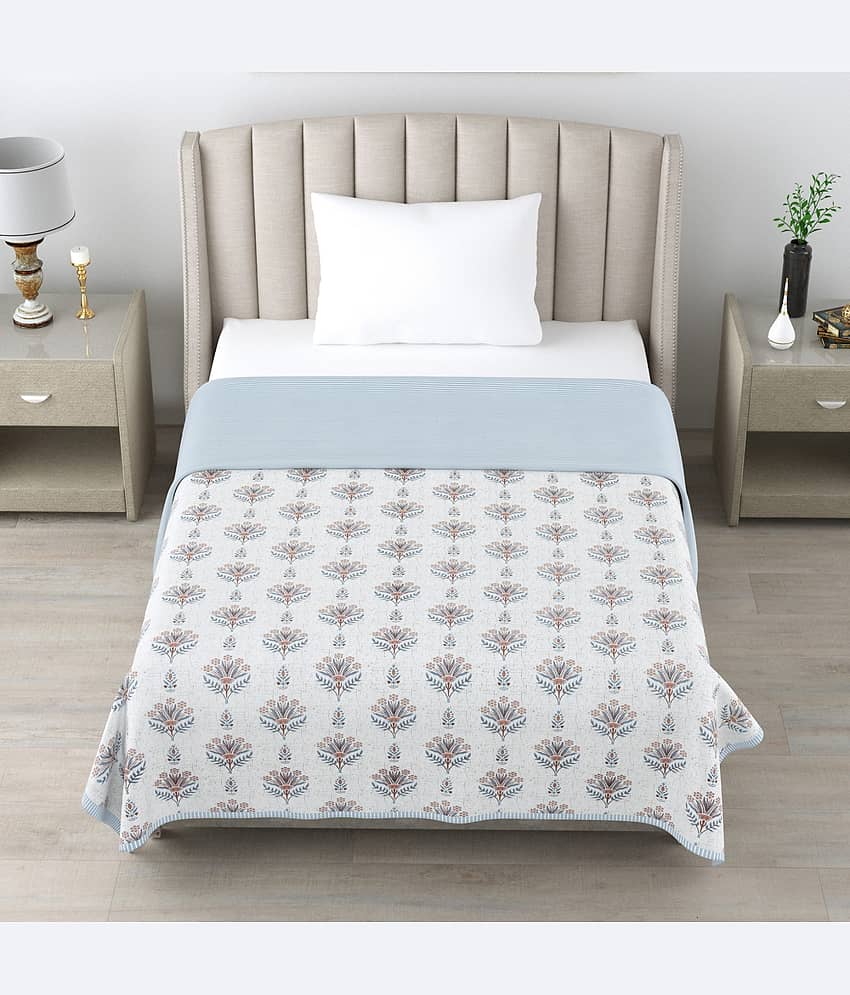 Shubastik Cotton Printed Single Bed Dohar - Blue ( )