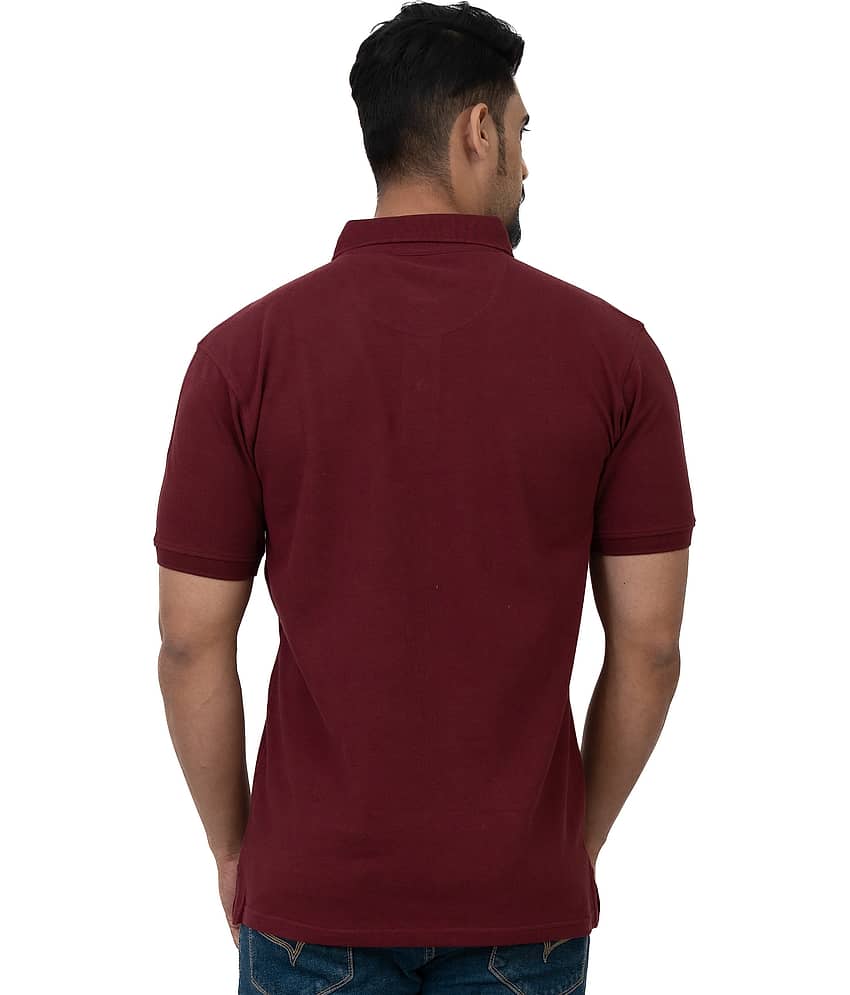 Cotstyle Pack of 1 Cotton Blend Regular Fit Solid Half Sleeves Men's Polo T Shirt ( Maroon ) view 2