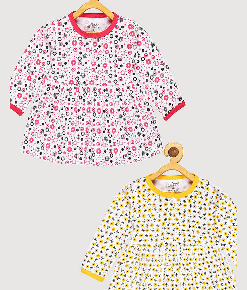 Babeezworld Pack of 2 Baby Girls Cotton Frock ( Red & Yellow ) view 2
