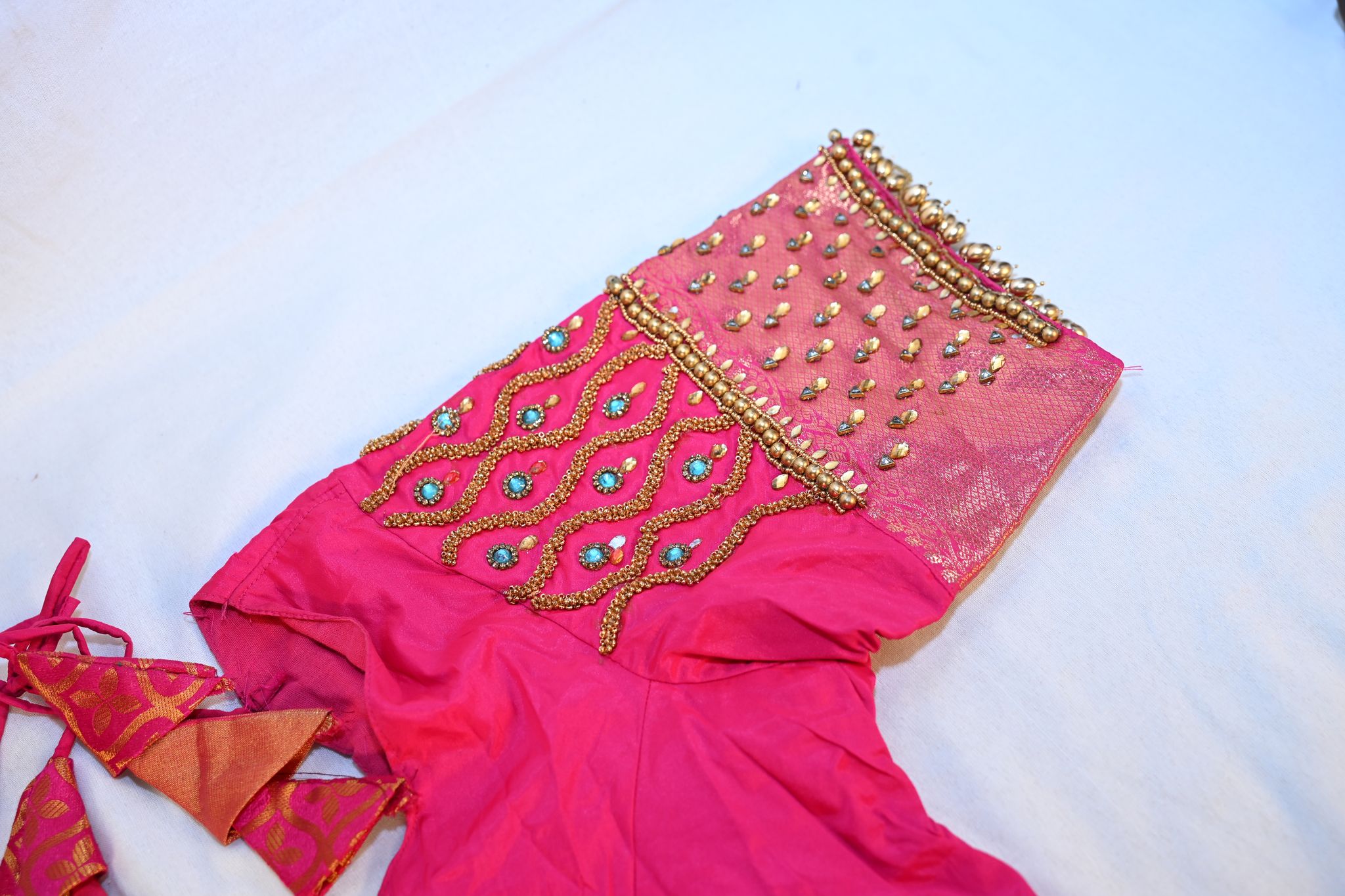 Pink Blouse With Maggam Work view 2