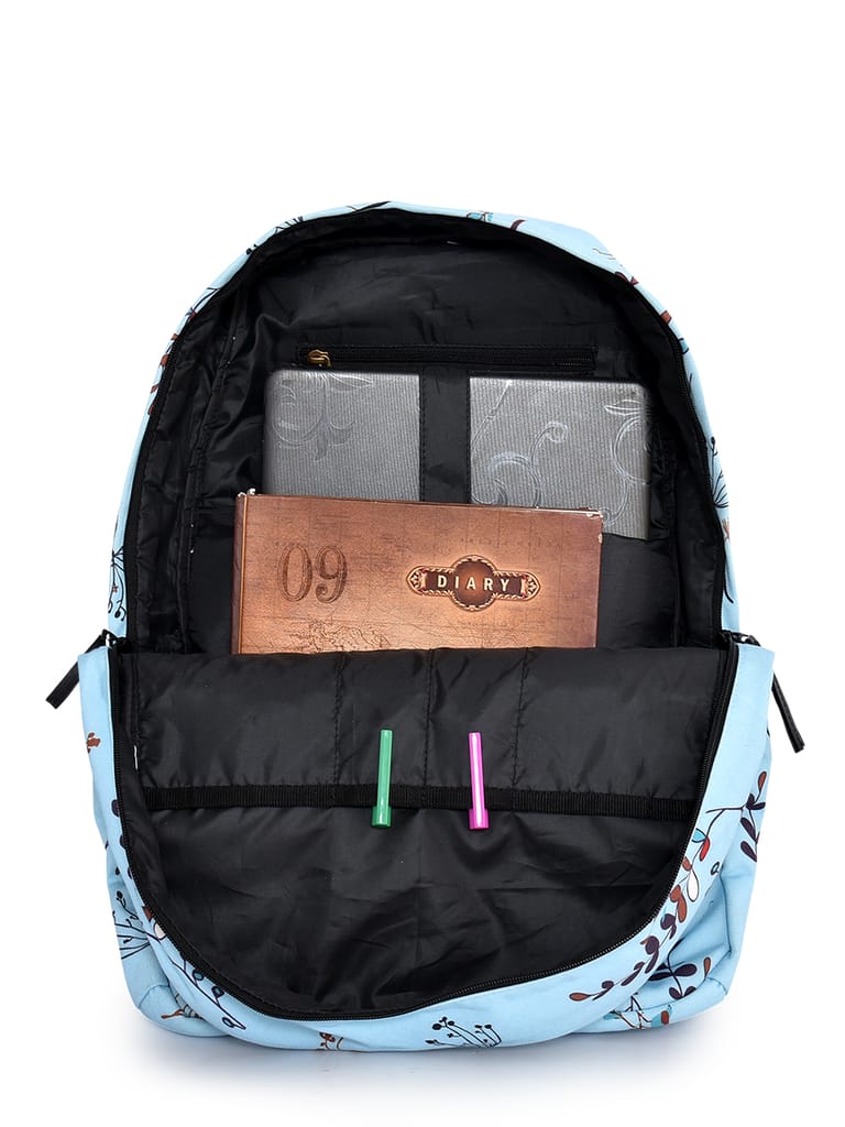 Lychee bags women canvas Blue Leaves Backpack view 2