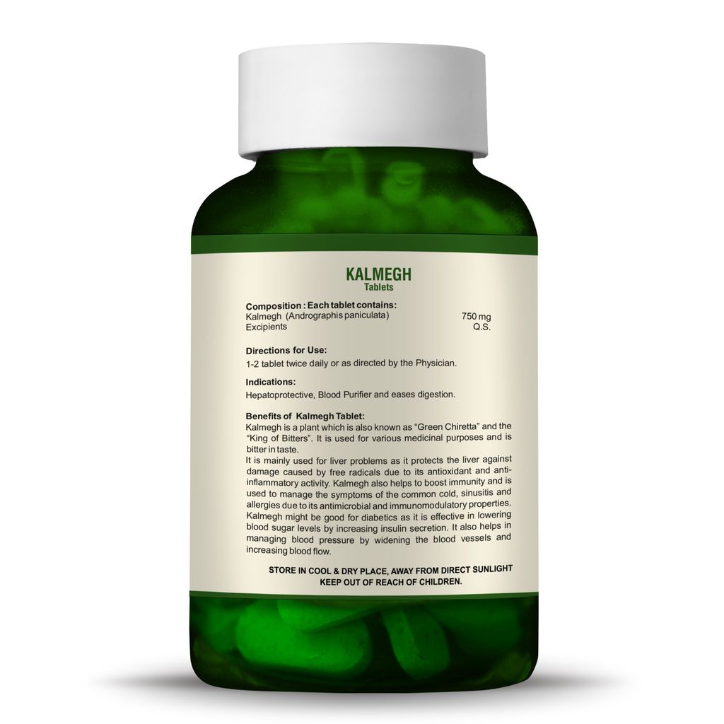 Kalmegh Tablet | Natural Liver Supplement | Liver Detox | Ayurveid Medicine for Purify Liver Cells & reduce bad bacteria | Andographins 750 mg each tablet (60 tablets) view 2