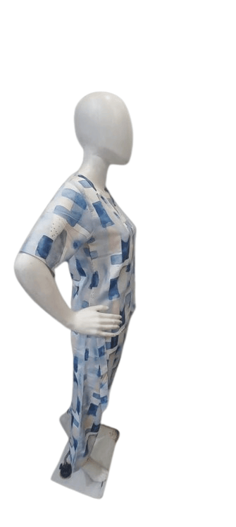 Women’s Printed Night Suit Set – Soft Cotton Half Sleeve Top & Pajama (Blue & White Abstract Design) view 2