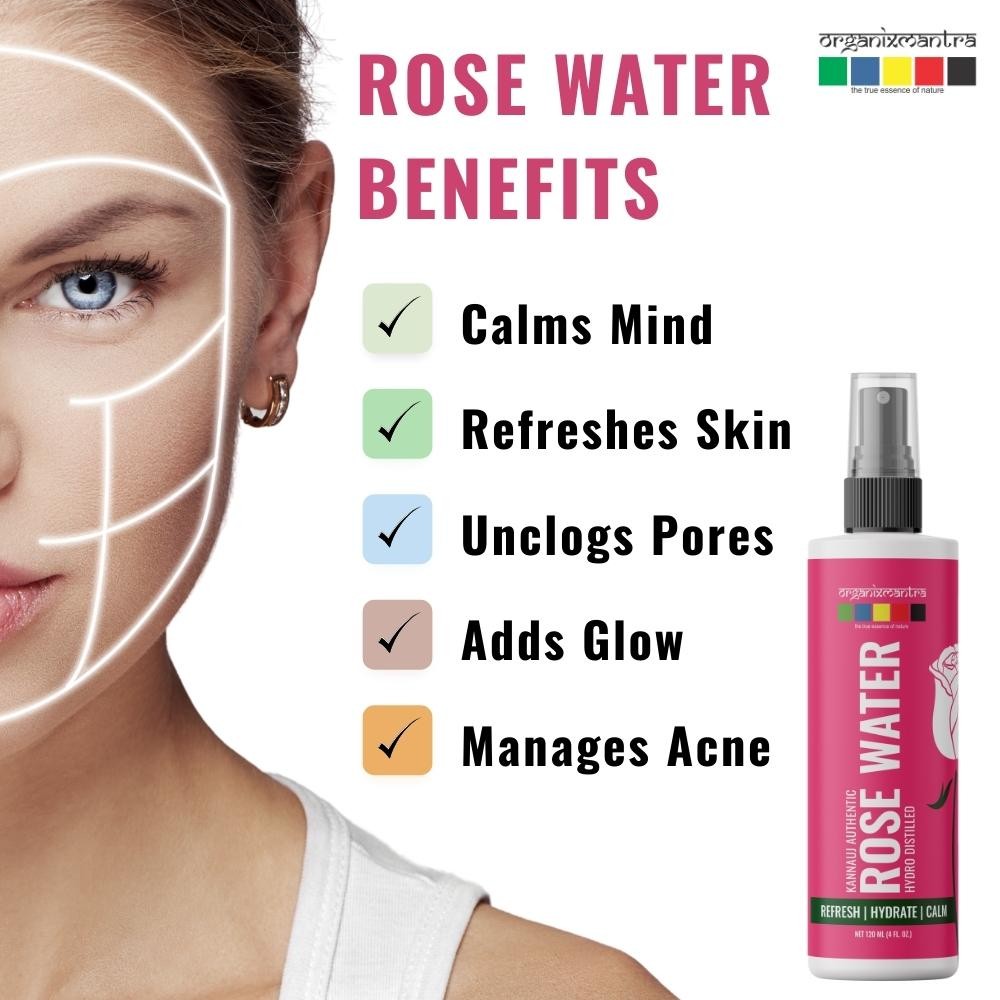 Organix Mantra Kannauj Authentic Rose Water Hydro Distilled, 120ML view 2