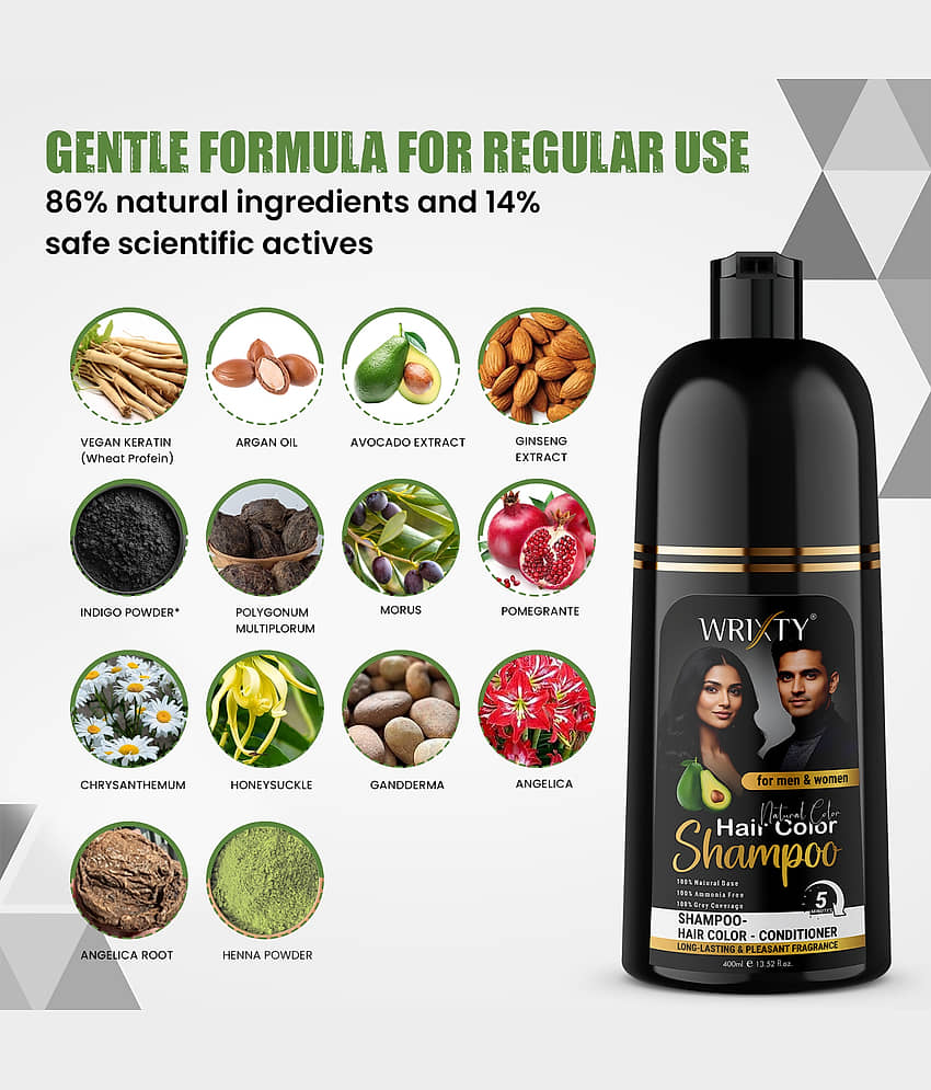 WRIXTY Shampoo Hair Colour Natural Extracts | Kokila Like Hair in 10 Minutes Ammonia-Paraben-PPD free view 2
