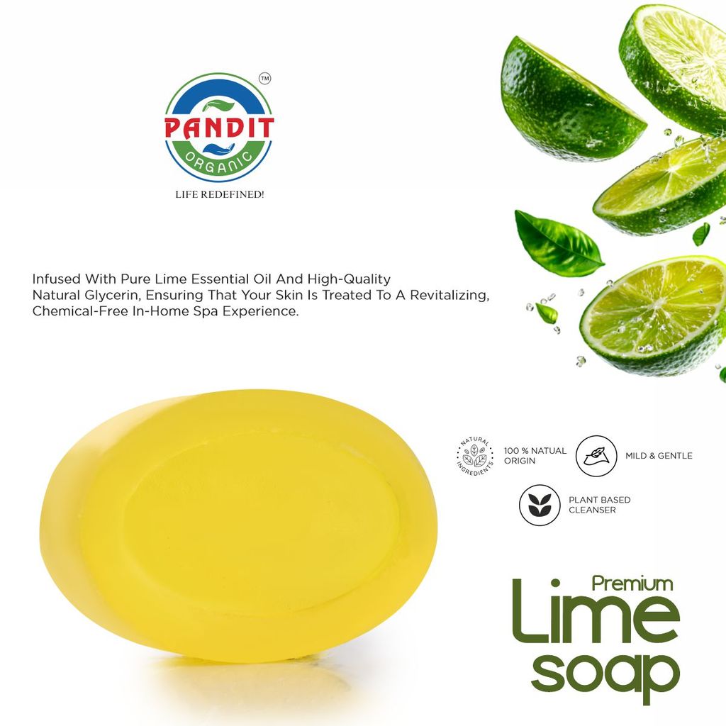 Lime Organic Glycerin Handmade Soap Bar (Value Pack - 100 g) – Cold-Pressed Oils, Natural Botanicals, Sulfate & Paraben Free, Ayurvedic Herbal Cleanser for All Skin Types – Cleansing & Tanning view 2