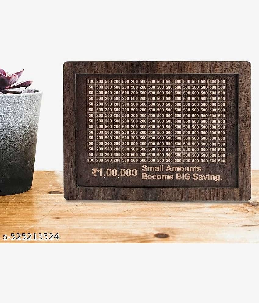 Wooden Piggy Money Bank Saving Box With Saving Target Upto 1 Lakh (Multicolor) view 2