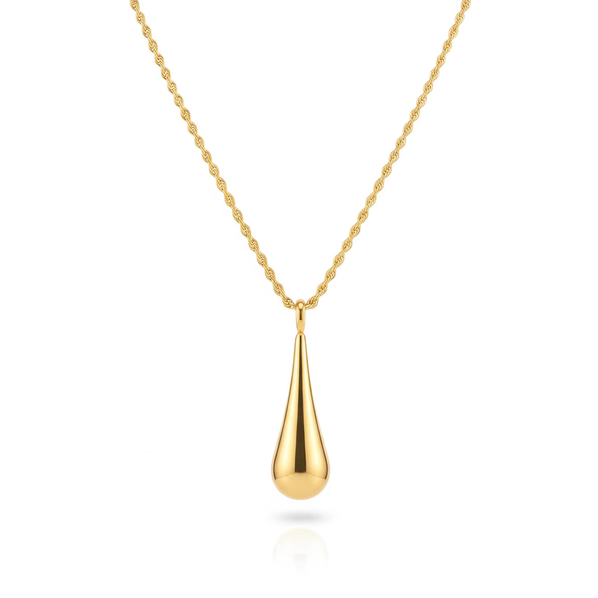 KAYYA21 Gold-Plated Teardrop Pendant Necklace – Stainless Steel | Anti-Tarnish, Lightweight | Pack of 1