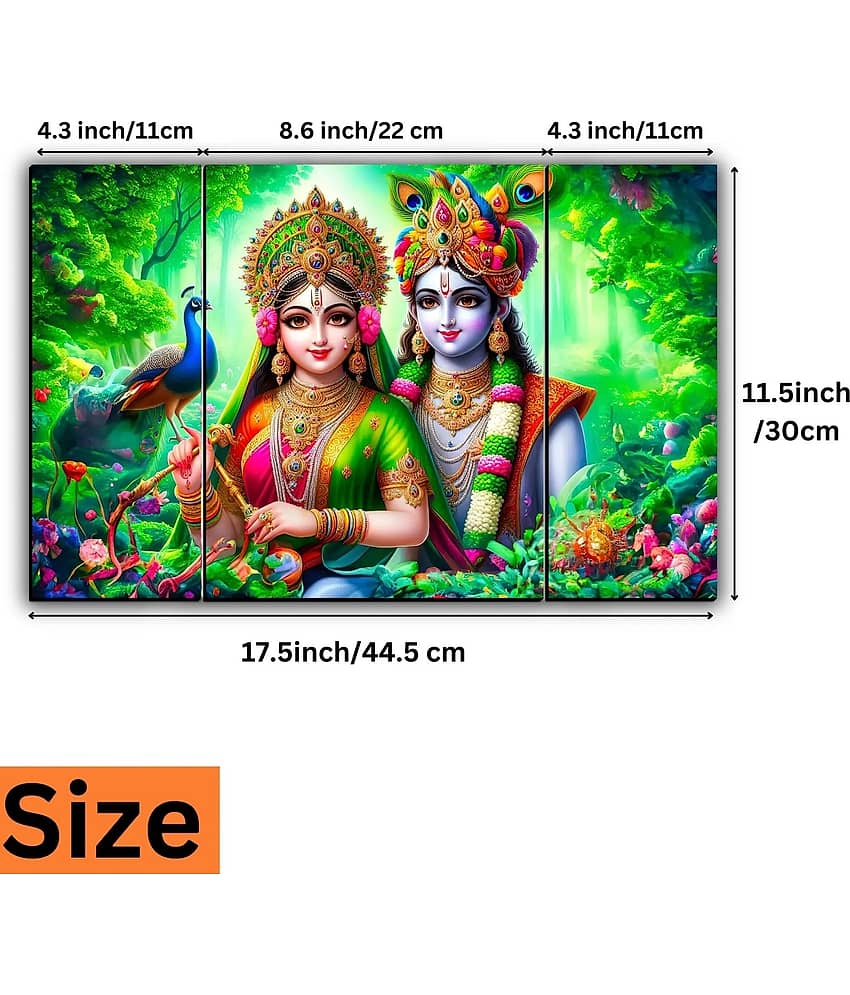 WALLArt Set Of 3 Radha Krishna Wall Paintings For Wall Décor Gift Items 12 x 18 inch view 2