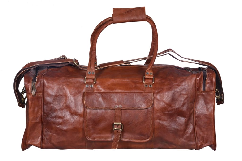 Joyait Leather Handicraft - Genuine Leather Brown Vintage Luggage Unisex Duffle Travel Bag for Men/Men's/Boys/Girls/Women's (32 inch)