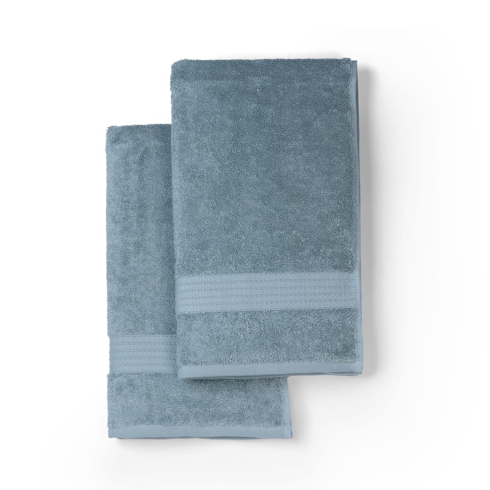 Feather & Spun Organic Cotton Hand Towel (Pack of 2) | Lavender Fragrance | GOTS Certified | Anti Microbial | Fade Resistant | Double Needle Stitch | 550 GSM | 76 cms x 45 cms view 2