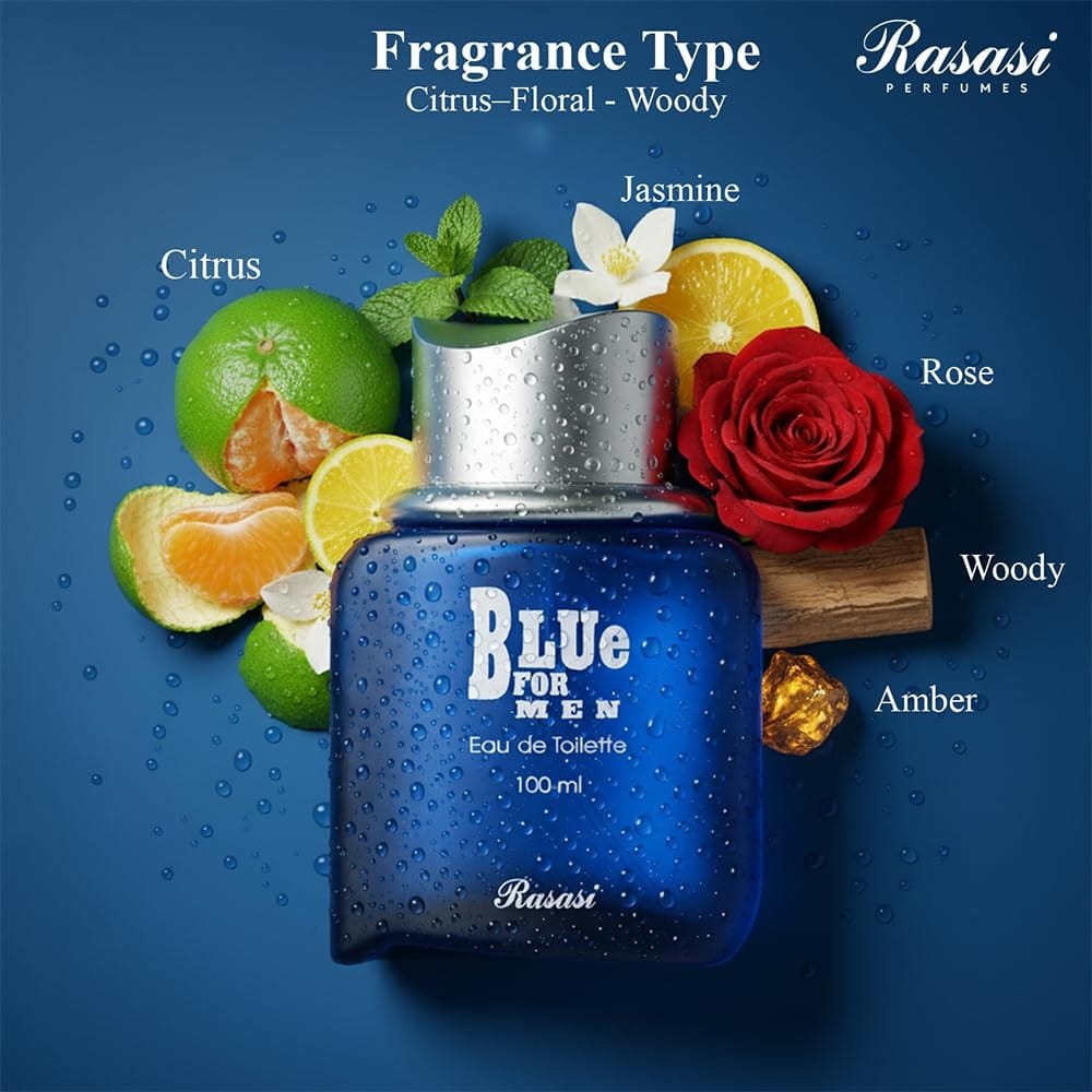 Rasasi Blue for Men Eau De Parfum 100ml Long Lasting Fresh Woody Aromatic Designer Perfume view 2