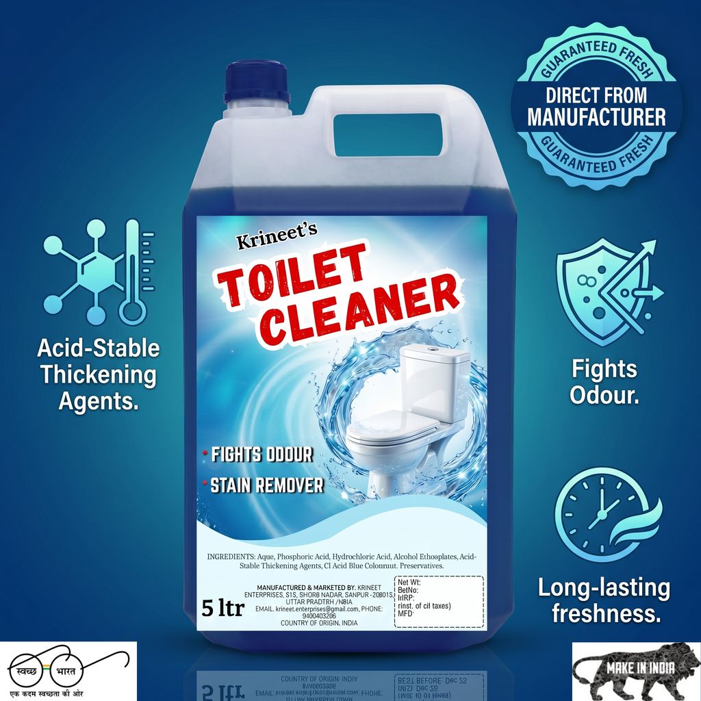 Krineet's Toilet Cleaner 5 Litre | Powerful Toilet Bowl Cleaner | Removes Tough Stains, Limescale & Bad Odour | Thick Cleaning Formula for Bathroom Hygiene view 2