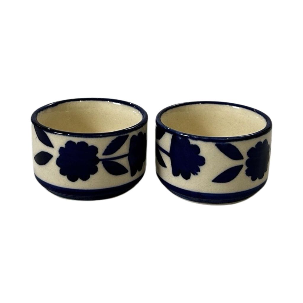 Ceramic Dining Royal Blue Floral Ceramic 50ml Dip Bowls Set of 2 view 2