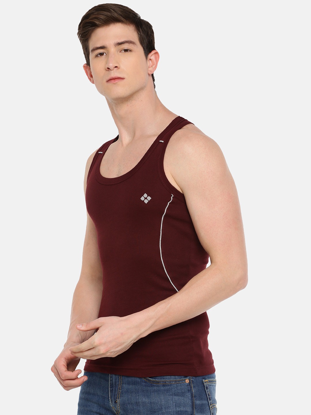 Men's Assorted Pack of 3 Solid Combed Cotton Racerback Styled Gym Vest view 2