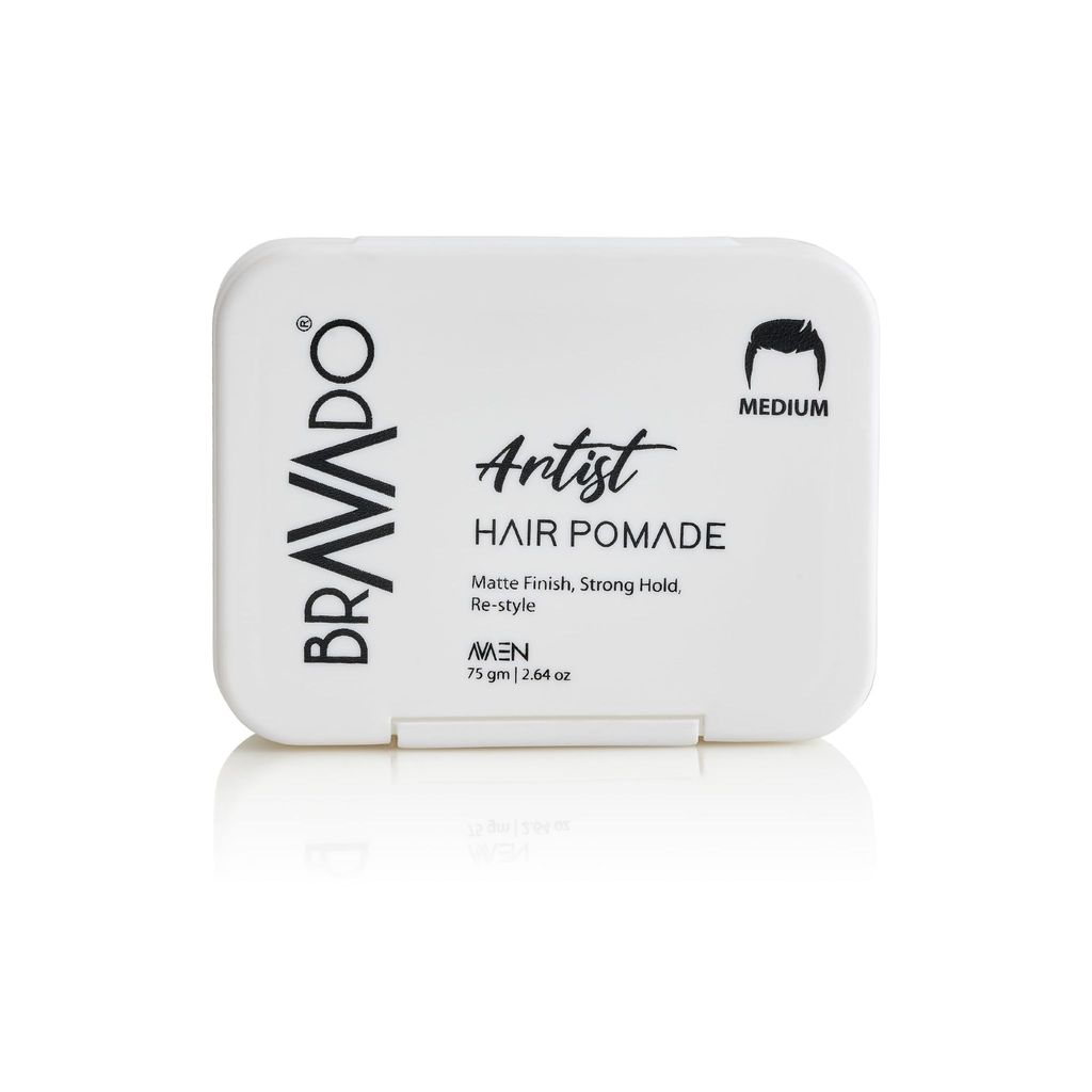 BRAVADO Artist Hair Pomade for Men | Matte Finish, Strong Hold & Easy Restyle | Texturizing Clay Wax with Kaolin, Beeswax & Candelilla | Paraben-Free | Hair Gel, Hair Clay Wax, Hair Cream | 75g