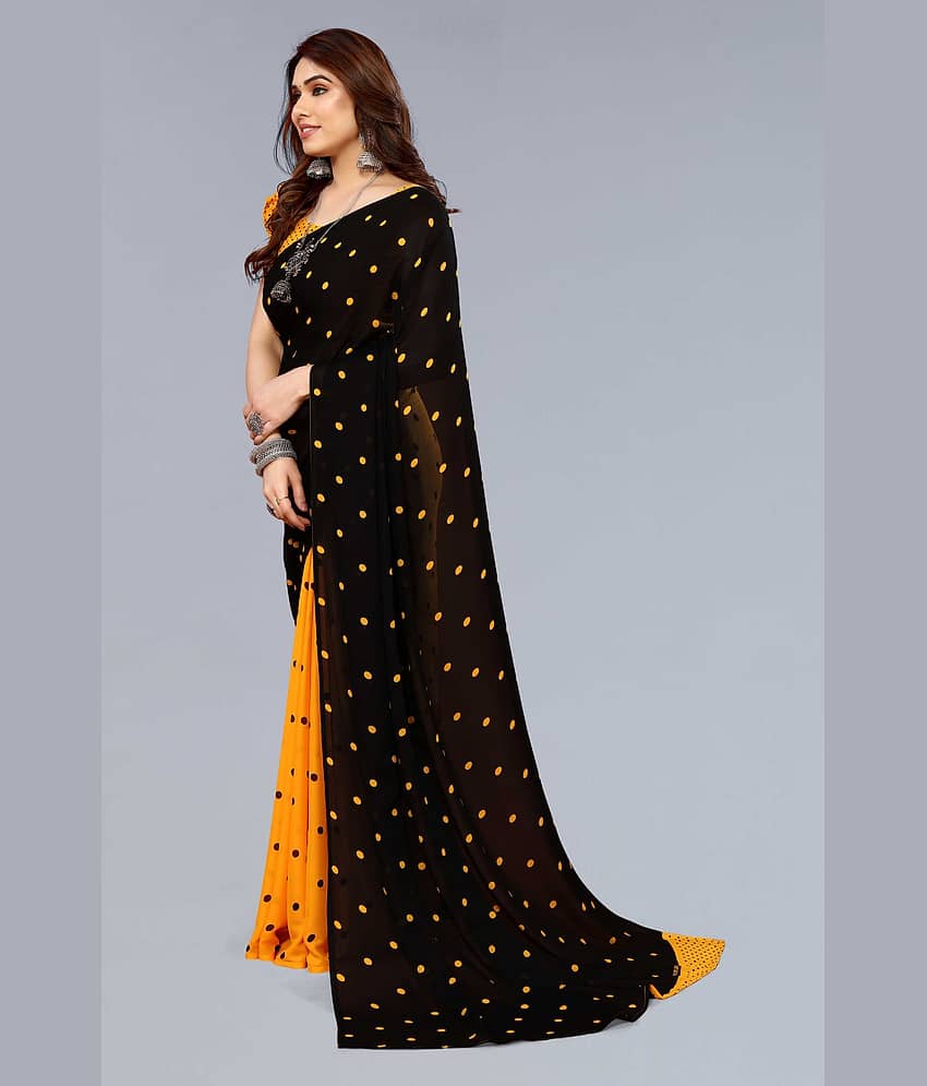 ANAND SAREES Georgette Printed Saree With Unstitched Blouse Piece ( Yellow ) view 2