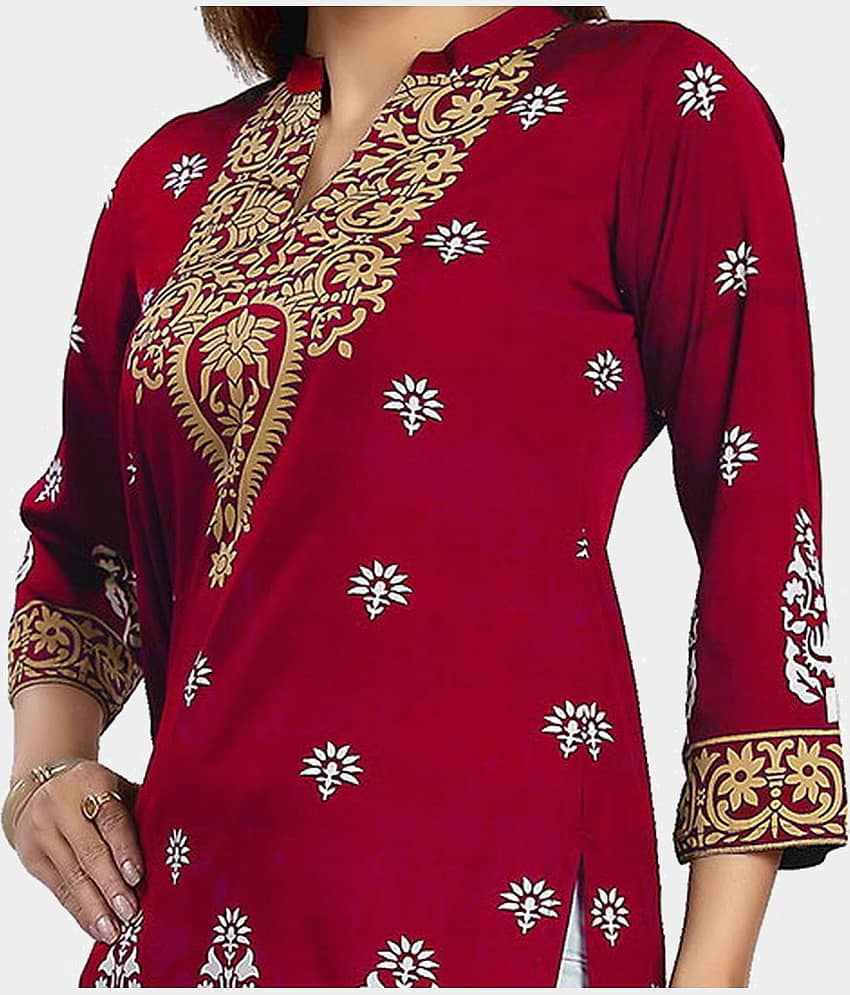 Meher Impex - Red Crepe Women's Tunic ( Pack of 1 ) view 2