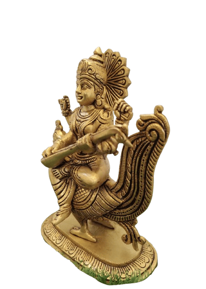 Saraswati Brass Statue view 2