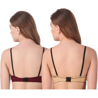 Empisto Branded Brown,Skin color Cotton Fabric Line Bra view 2