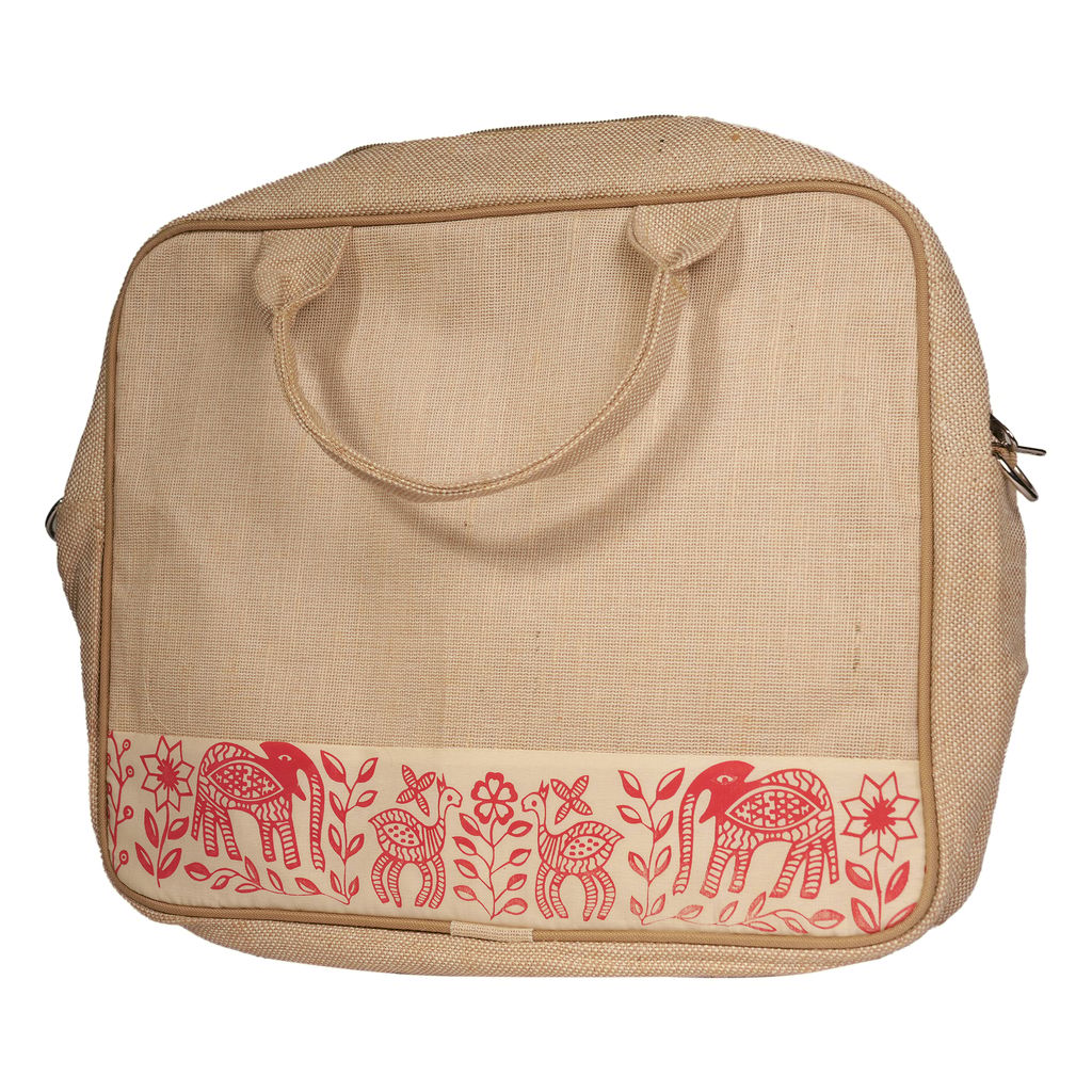 Jharcraft Jute Laptop Bag With Print (BG00664) view 2