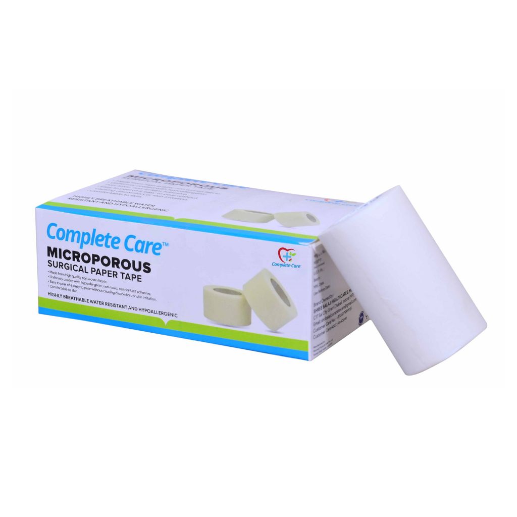 Complete Care Microporous Surgical Paper Tape 3 Inch x 5 Meter, Breathable & Skin-Friendly, Medical-Grade Adhesive, 4 Rolls In Each Pack