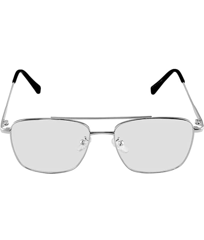 Jodykoes Stylish Blu Cut Anti Glare Metal Square Frame Spectacle Eyeglasses Eyewear (Silver) view 2