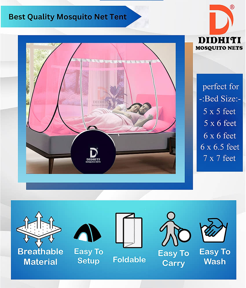 didhiti - Purple Polycotton Foldable Mosquito Net ( Pack of 1 ) view 2