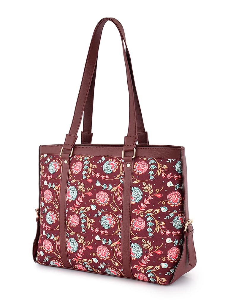 Lychee bags Women Printed Canvas Brown Tote Bag view 2