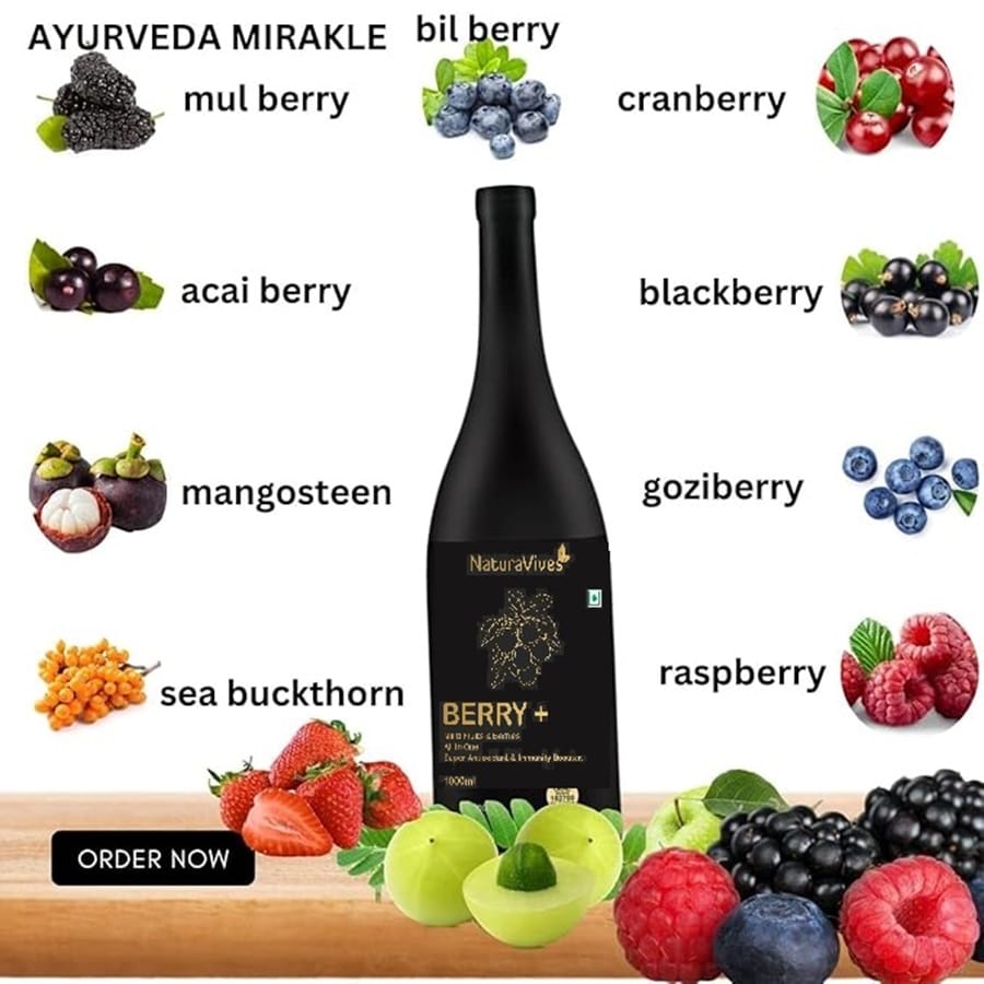 berry+ Multi Fruit juice, Antioxidant & Immunity Booster 1000ml, Truly Organic (Pack of 1) view 2