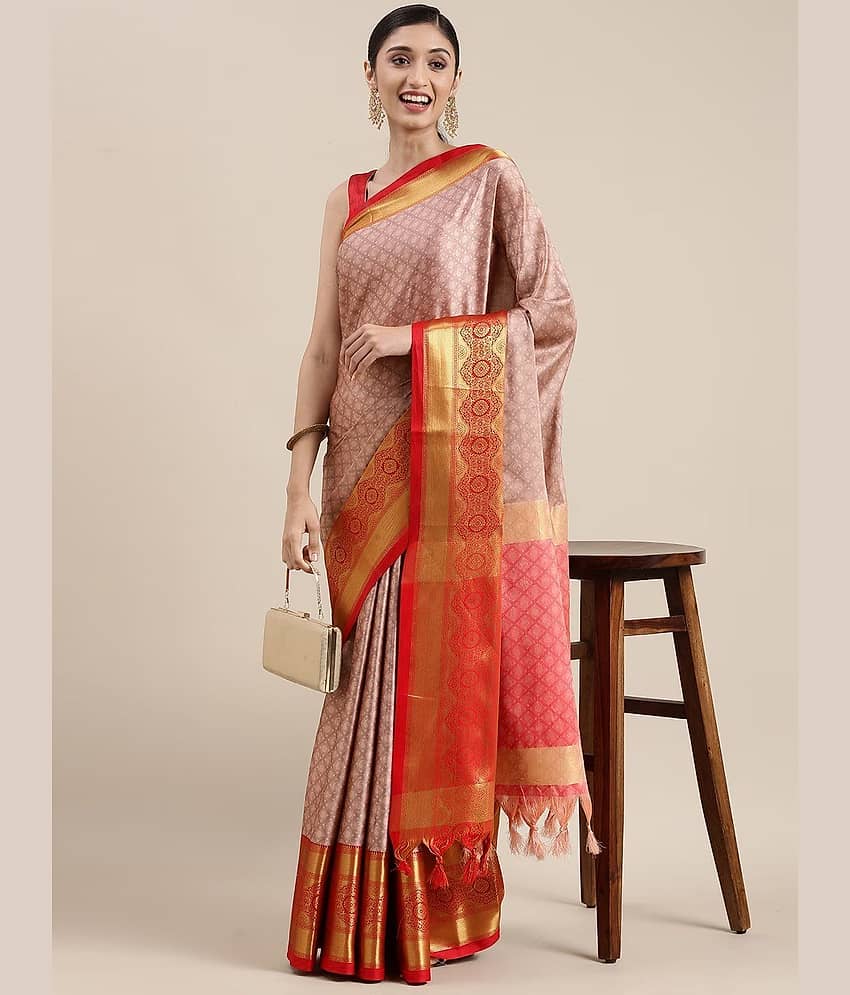 Villagius Cotton Silk Woven Mysore Silk Sarees Without Blouse Piece ( Pink )