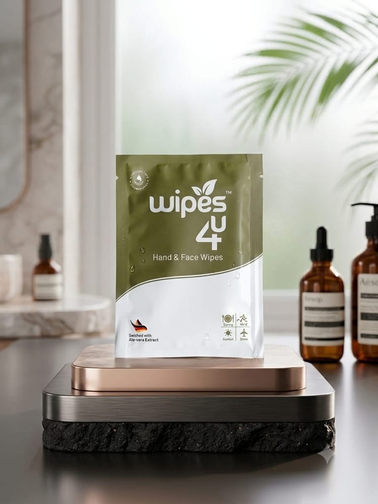 Wipes4u Individually Packed Face and Hand Wet Wipes Lemon ( 50 Wipes )