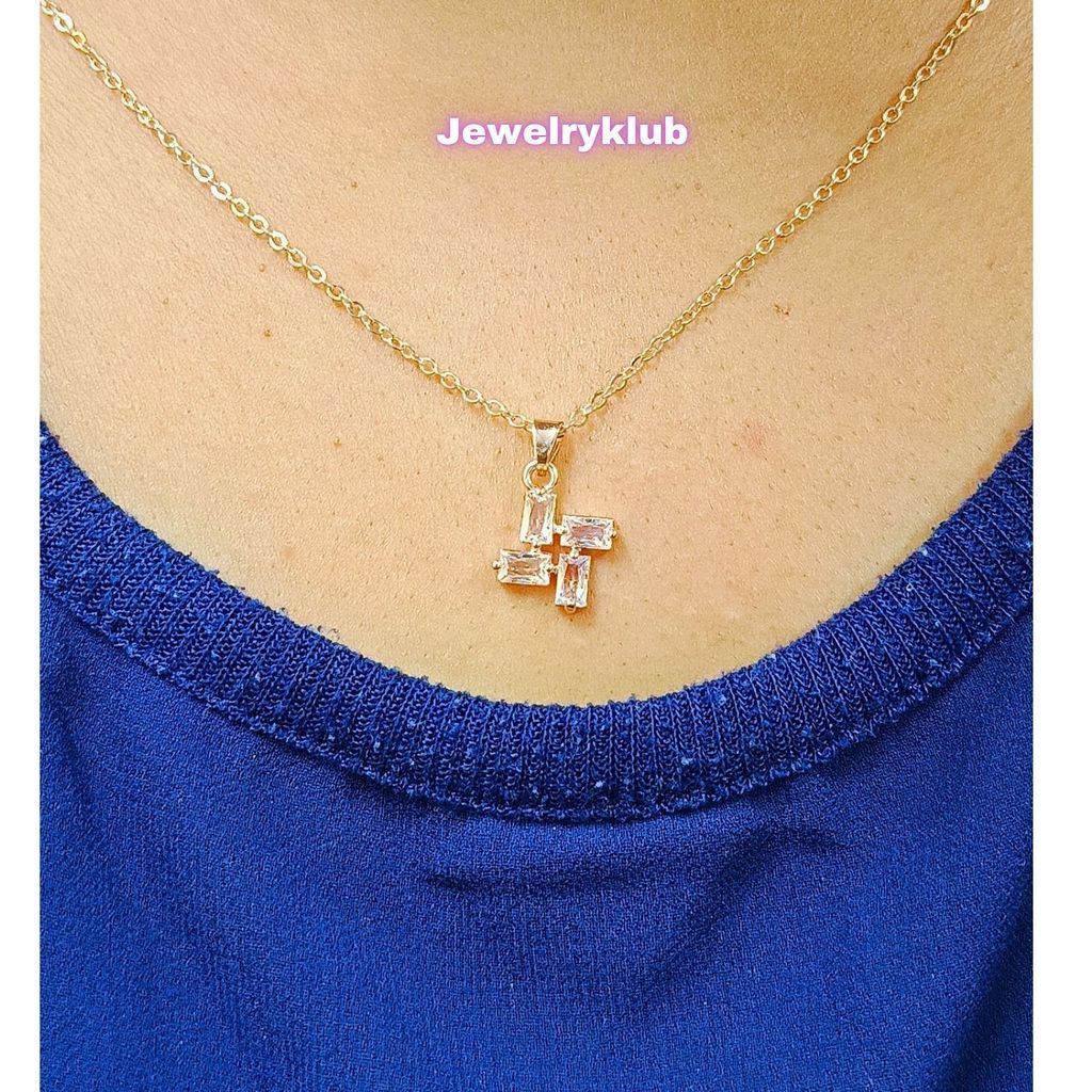 Jewelryklub AD Cubic Zirconia Pendant Necklace Chain For Women Girls Anti Tarnish Stainless Steel Rose Gold Design 6 view 2