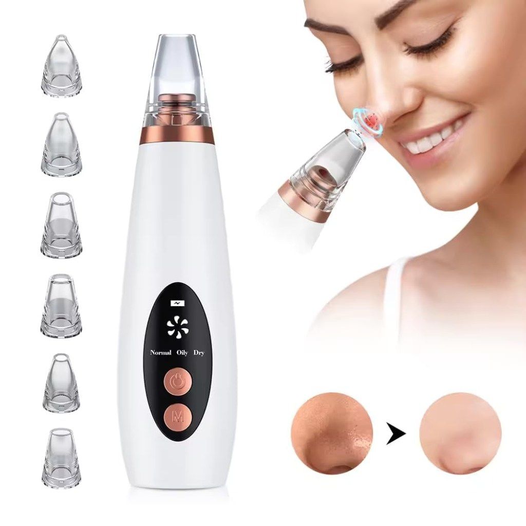 Electric 6-in-1 Multi-Function Blackhead Remover | USB Rechargeable Derma Suction Tool | Acne & Pimple Pore Vacuum Cleaner | Facial Cleansing Device for Nose, Face & Skin Care | With Multiple Suction Heads for Deep Cleaning (Original Quality) view 2