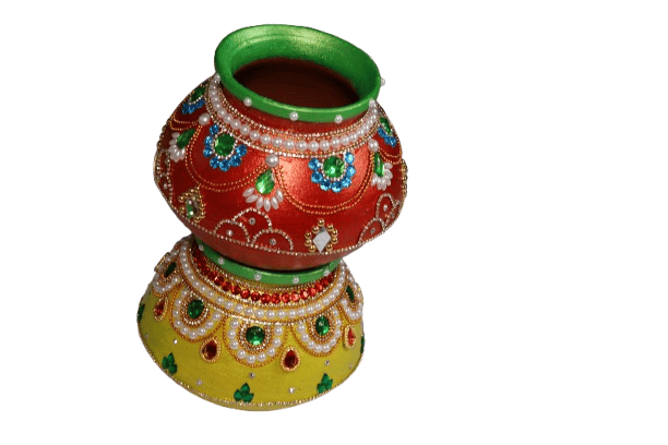 Handcrafted Decorative Pots with Jewel and Pearl Embellishments view 2