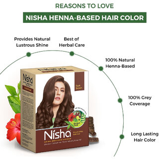 Nisha Henna Based Hair Colour for Women Men Dark Brown, 60g 100 Pure Henna-Based Powder view 2