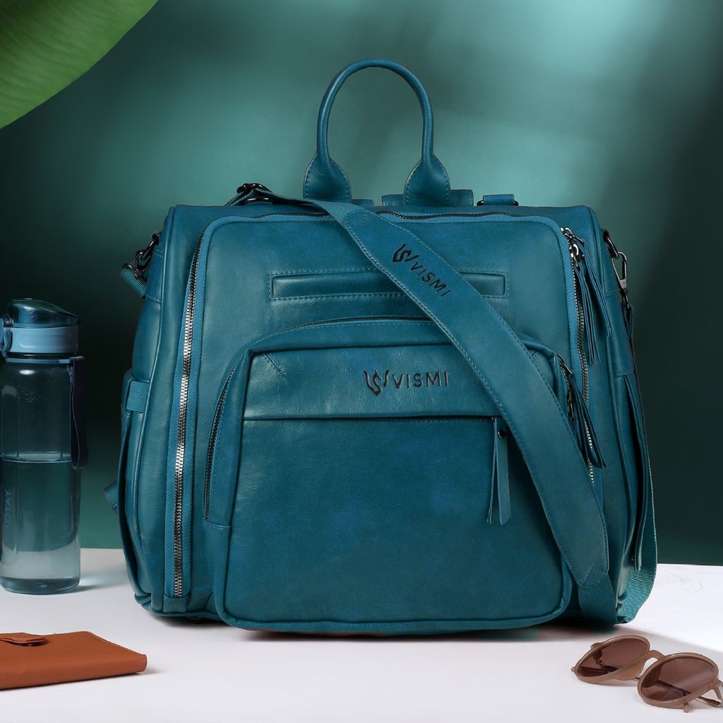 VISMIINTREND Diaper Bags for Mother & New Born Baby | Premium Pu Leather Maternity Bag | Convertible | Anti Theft | Trolley Sleeve | Travel Messenger Bag | Gift for Baby Shower, Moms to Be view 2