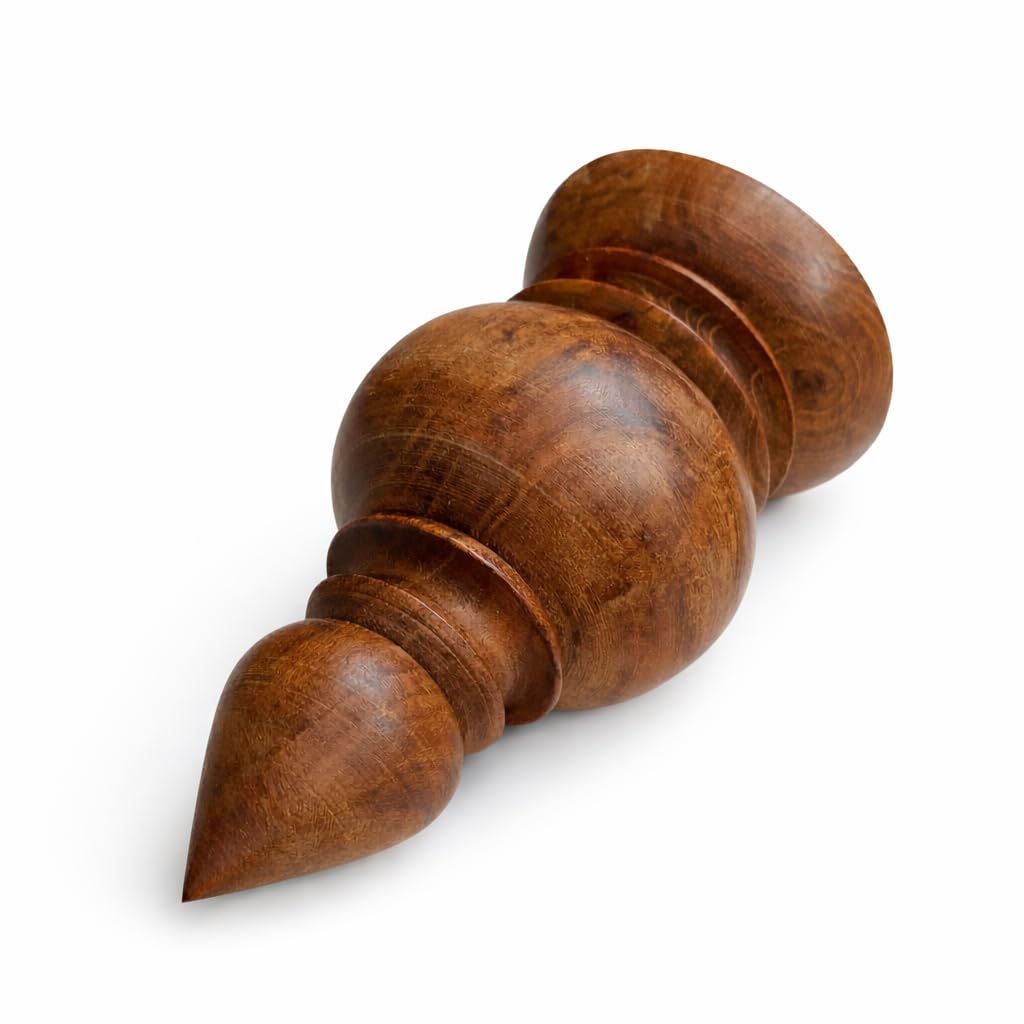 Unpolished Wooden Kalasam (Medium) | 4 Inch Height � 2 Inch Base | Wood Teak Pooja Top Kalasam for Temple & Home | Traditional Hindu Pooja Decoration view 2