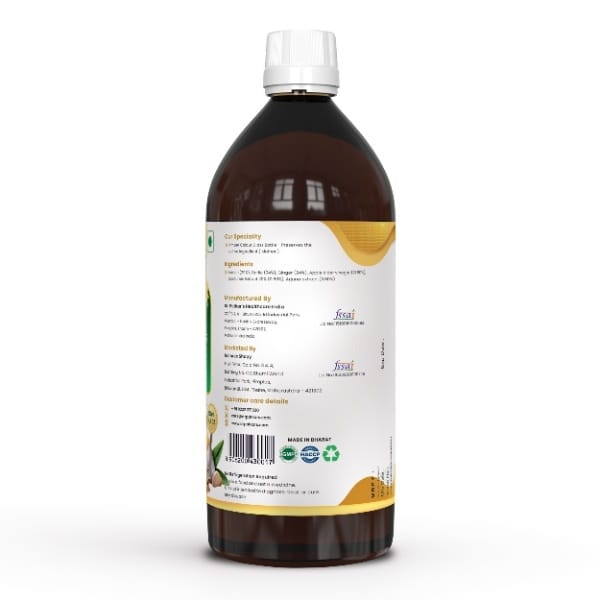 Dr. Patkar's ACV HRT GOLD | Apple Cider Vinegar with Arjuna, Curcumin, Ginger, Garlic & Lemon | 2X Formula Health Shot | Immunity, Heart & Gut Support | Raw & Unfiltered (1000 ML) view 2