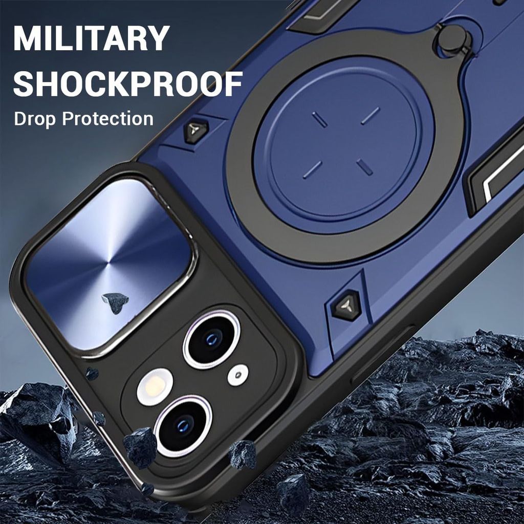 LIRAMARK Back Cover Case Compatible with iPhone 15 Plus (6.7 inch) with Stand & Slider Camera Military Grade Drop Protection view 2